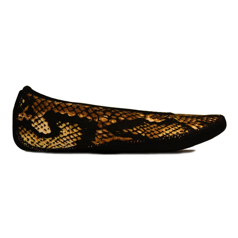 Nufoot Ballet Flats: Women's House Slippers for Indoor Use, Neoprene Socks with Slip-Resistant Soles, Wear as Yoga or Pilates Shoes, Gold Snake, Large - Image 2
